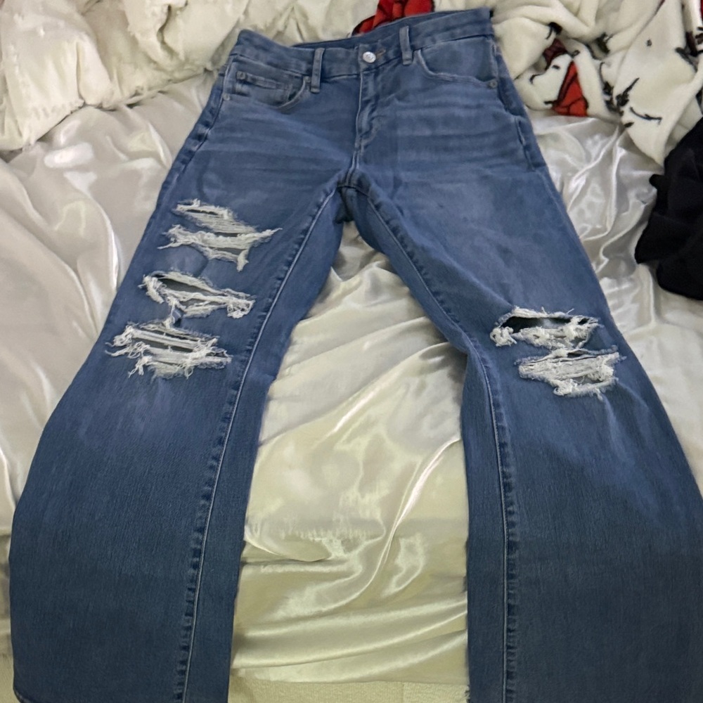 Distressed Blue Jeans